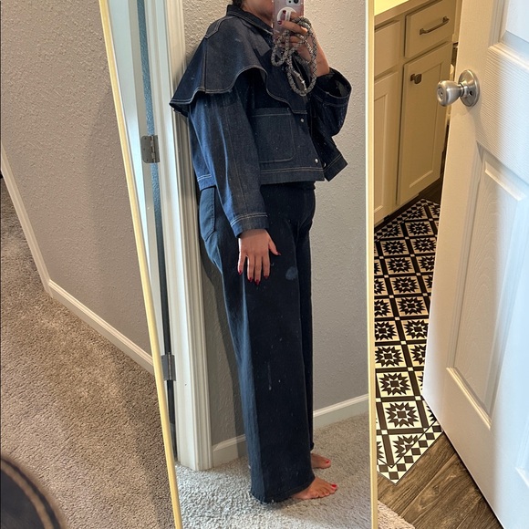 NWT! H&M EuropeDark Blue Denim Cape Jacket — Large - Picture 7 of 7